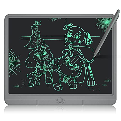 GUYUCOM Tableta de Escritura LCD de 15 Pulgadas con Pantalla Colorida Doodle Board (Gris) Edad de 3 Meses +