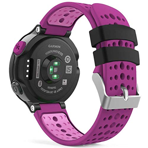 GVangel Correa Compatible con Garmin Forerunner 235, Correa de Repuesto de Silicona Suave para Reloj Inteligente 220/230/235/620/630/735XT/235 Lite para Mujeres y Hombres (Púrpura-Rosado)