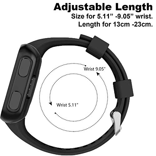 GVFM - Correa de repuesto compatible con Garmin Forerunner 35, de silicona suave para reloj inteligente, ajuste de muñeca de 130 a 230 mm