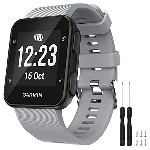 GVFM - Correa de repuesto compatible con Garmin Forerunner 35, de silicona suave para reloj inteligente, ajuste de muñeca de 130 a 230 mm