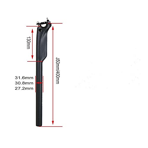 GXJU tija de sillín de Bicicleta Bicicleta De Carretera De Montaña Bicicleta Mate Tija De Sillín De Fibra De Carbono MTB 27.2/30.8/31.6 * 350 / 400mm 25mm Offset Tijas (Size : No Logo 27.2x400mm)