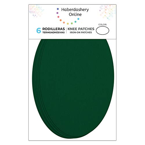 Haberdashery Online 6 Rodilleras Color Verde Jade termoadhesivas de Plancha. Coderas para Proteger tu Ropa y reparación de Pantalones, Chaquetas, Jerseys, Camisas. 16 x 10 cm. RP35