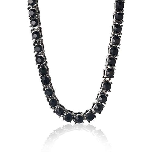 HALUKAKAH Gold Chain for Men Iced out,5.5MM Men's Tennis Chain Rhodium Black Plated Choker Necklace 45cm,Lab Diamond Prong Set,Gift for Him