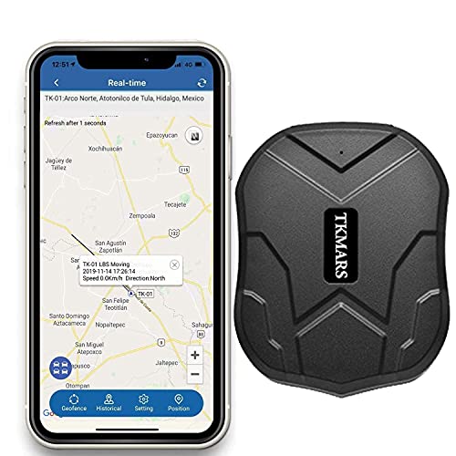 Hangang Localizador gps para coche , GPS Tracker APP / Sitio web posición en tiempo real Antirrobo GPS Localizador para Vehículos fuerte imán y 5000 mAh recargable impermeable GPS Tracker