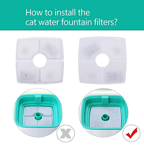 Hantoc 12 Piezas Filtros Fuente Gatos, Filtros de Repuesto de Fuentes de Agua Gato/Perro 2,5L Filtros Fuente de Fuentes de Mascotas con Resina y Carbón Activo para Fuentes de Flores Cuadrado