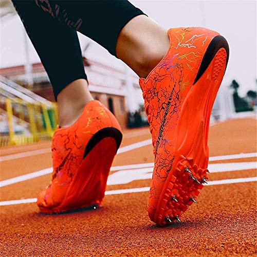 HaoLin Zapatillas De Atletismo para Hombres Zapatillas De Correr Unisex Zapatillas De Entrenamiento para Correr para Niños Zapatillas De Salto Largas Dedicadas Zapatillas De Sprint Junior,Orange-36