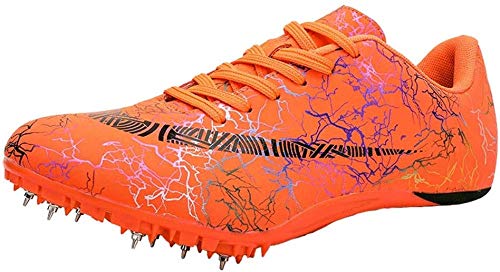 HaoLin Zapatillas De Atletismo para Hombres Zapatillas De Correr Unisex Zapatillas De Entrenamiento para Correr para Niños Zapatillas De Salto Largas Dedicadas Zapatillas De Sprint Junior,Orange-36