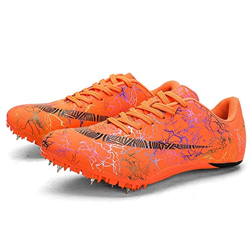 HaoLin Zapatillas De Atletismo para Hombres Zapatillas De Correr Unisex Zapatillas De Entrenamiento para Correr para Niños Zapatillas De Salto Largas Dedicadas Zapatillas De Sprint Junior,Orange-36