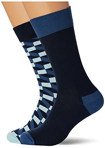 Happy Socks Filled Optic 2-Pack Socks Calcetines, Blue, 41-46 para Hombre