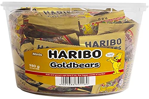 Haribo - Mini Ositos Oro, Estuche de 100 Bolsitas, 1000 gr.