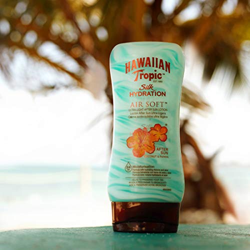 Hawaiian Tropic AfterSun Air Soft - Loción Hidratante Ultra Ligera para Después de la Exposición al Sol , Fragancia Coco y Papaya , Verde, 180 ml