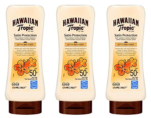 HAWAIIAN Tropic Satin Protection Ultra Radiance - Protectora Solar Spf 50 Protege la Piel Fragancia de Frutas Tropicales, Crema, Pack 3 x 180 Mililitros, 540 Mililitros