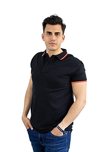 HD DHISPANIA Polo Hombre Bandera de España algodón (Negro, M, m)