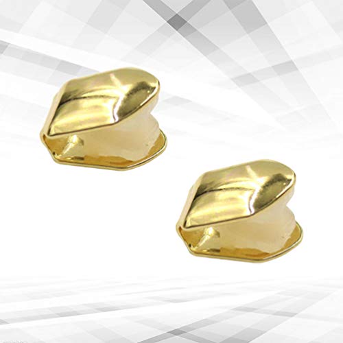 HEALLILY 2 tapas de dientes pequeños chapados en oro para decoración de parrilla de Hip Hop