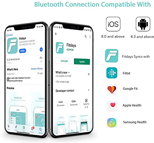 HEALTHKEEP Bascula de Baño Peso Baño Peso Digital Grasa Corporal Digital Inteligente con 8 Electrodos, alta precisión, con 18 Datos Básicos, LED Pantalla brillante, Puede contener 45 pies de pie.