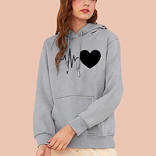 heekpek Sudadera con Capucha para Mujer Moda Estampada de Manga Larga Sudadera con Bolsillo Hoodie Informal Tops de Forro Polar Chaqueta de Invierno