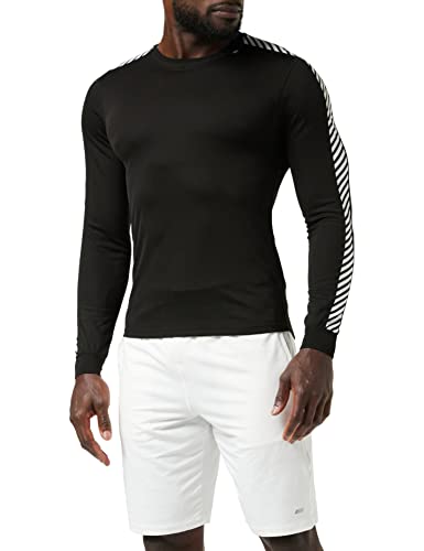 Helly Hansen - Camiseta deportiva para Hombre (Manga Larga), Diseño A Rayas, Negra, M