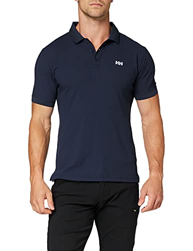 Helly Hansen Driftline Polo - Camiseta tipo polo de manga corta con tejido de secado rápido y logo HH en el pecho, Azul (Navy), S
