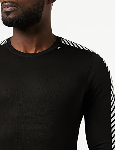 Helly Hansen HH LIFA Stripe Crew LS Baselayer, Hombre, Negro, L