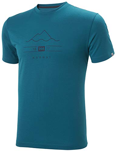 Helly Hansen Skog Graphic T-Shirt Camiseta, Hombre, Verde (Deep Lagoon), S