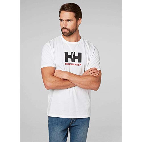 Helly Hansen T-Shirt Camiseta de Manga Corta Hecha de algodón, con Logo HH en el Pecho, Hombre, Blanco, S