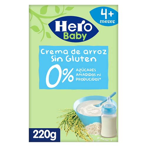 Hero Baby Papilla de Crema de Arroz - Para Bebés a Partir de los 4 Meses - Pack de 6 x 220 g