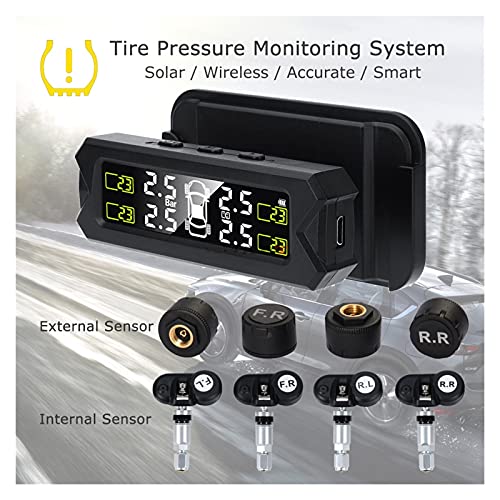 Herramientas de control de presión de los neumáticos Coche TPMS Sistema de monitoreo de presión de los neumáticos Guardar combustible Automóvil Alarma de energía solar Temperatura de advertencia Neumá