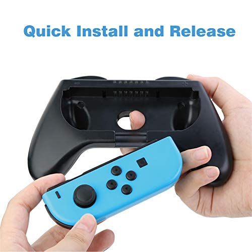 HEYSTOP Volantes y Grip para Switch / Switch OLED, Switch Grip Racing Wheel Volante, Mandos Grip para Mario Kart Juegos/Mandos Switch Deluxe 4 Piezas, Negro