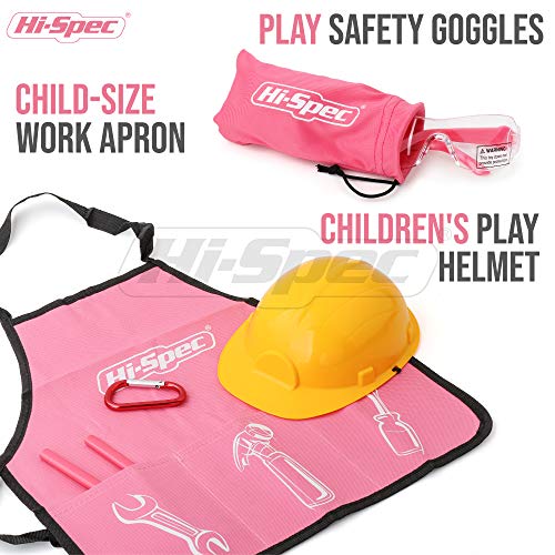 Hi-Spec Maletin de Herramientas Rosa para Niños de 18 Piezas. Bolsa de Herramientas. Herramientas manuales de Bricolaje de Metal Real para Niños y Principiantes.