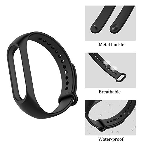 Hianjoo Correa Compatible con Xiaomi Mi Band 2, [3 Paquetes] Pulsera de Reemplazo Deportivo Suave Ajustable de Silicona Correas Compatible con Mi Band 2 [Azul + Gris + Negro]