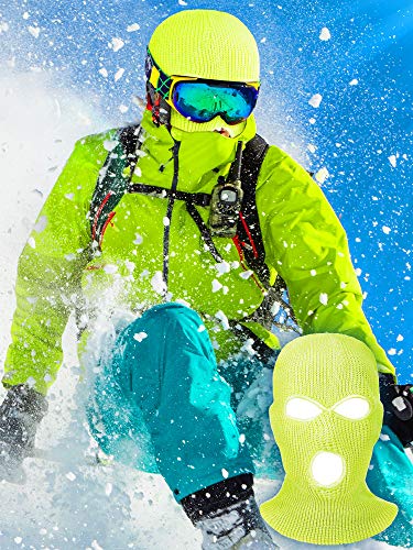 Hicarer 3 Pasamontañas Envoltura de Cabeza Cubiertas Faciales de 3 Agujeros de Esquí de Punta de Deporte de Invierno al Aire Libre (Negro, Amarillo, Rojo)