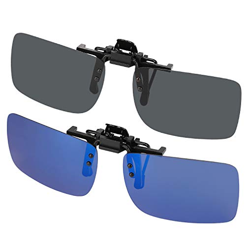 Hifot Clip Gafas de Sol polarizadas Lentes 2 Piezas, Flip up Gafas de Sol para Mujer Hombre, Suplementos de Sol para Gafas graduadas