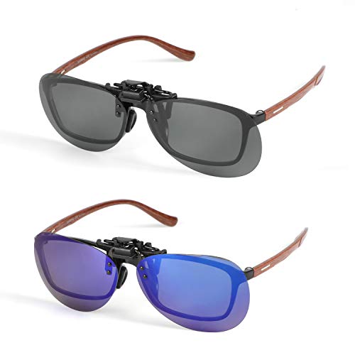 Hifot Clip Gafas de Sol polarizadas Lentes 2 Piezas, Flip up Gafas de Sol para Mujer Hombre, Suplementos de Sol para Gafas graduadas