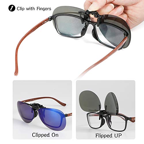 Hifot Clip Gafas de Sol polarizadas Lentes 2 Piezas, Flip up Gafas de Sol para Mujer Hombre, Suplementos de Sol para Gafas graduadas