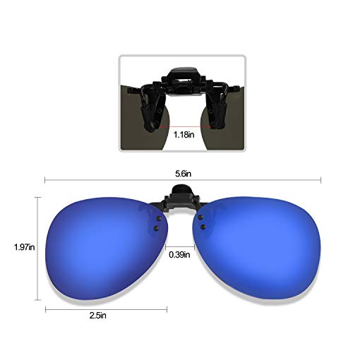 Hifot Clip Gafas de Sol polarizadas Lentes 2 Piezas, Flip up Gafas de Sol para Mujer Hombre, Suplementos de Sol para Gafas graduadas