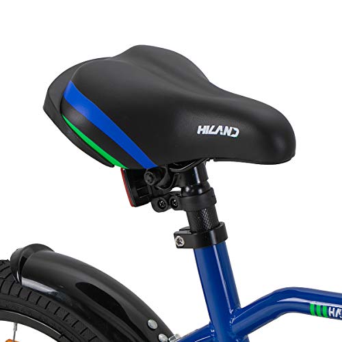 HILAND Adler Bicicleta Infantil de 14 Pulgadas para niños de más de 3 años con ruedines, Freno de Mano y Freno de contrapedal, Color Azul…