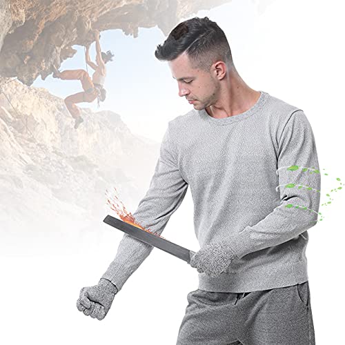 HIMAugbo Camiseta Anticorte Camisa de Manga Larga, Hombres Nivel 5 Chaleco Anti Cuchillo, Elasticidad Chaleco Tactico para Camping, Policía, Podando el Jardín, Long Grey, L