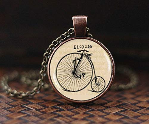 Hipster - Collar para bicicleta, estilo vintage, joyería de bicicleta vintage, colgante de bicicleta antigua, collar de fotos para bicicleta