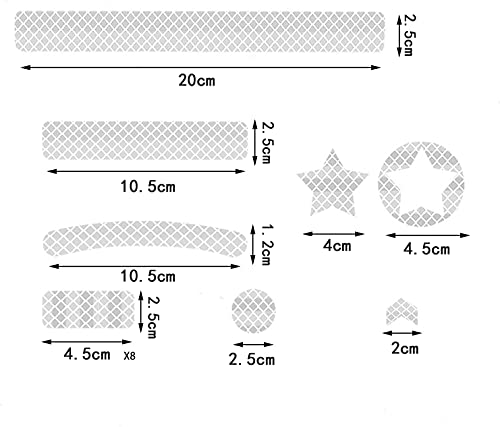 HIQE-FL 42Pcs Cinta Reflectante Adhesiva Camion,Cintas Reflectantes para Moto,Pegatinas Reflectantes Kit,Pegatina Reflectante Bicicleta