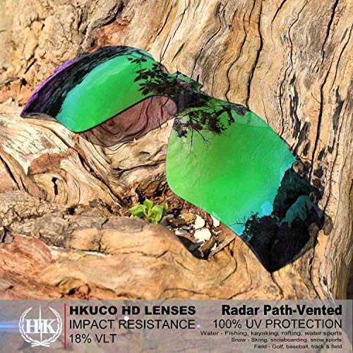 HKUCO Mens Replacement Lenses For Oakley RadarLock-Edge Red/Titanium/Emerald Green Sunglasses