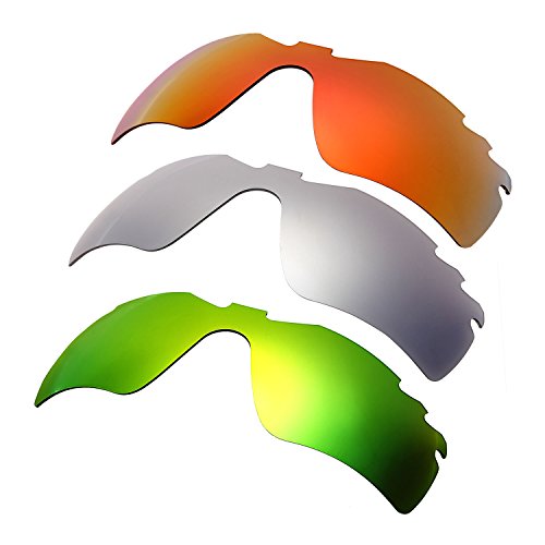 HKUCO Mens Replacement Lenses For Oakley RadarLock-Edge Red/Titanium/Emerald Green Sunglasses