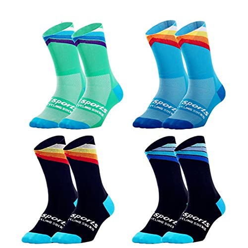 HMOS Calcetines de ciclismo Nuevos calcetines de ciclismo profesional corriendo calcetín campeón atlético para hombre tripo sprint hosiery loafer mujeres rayas amortiguadas nuevo