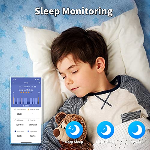 HOFIT Pulsera Actividad para Niños, Reloj Inteligente con Podómetros, Monitor de Frecuencia Cardíaca y Sueño, Cronómetro, Pulsera Deportiva Banda Inteligente con 2 Pulseras (Azul Camuflaje)