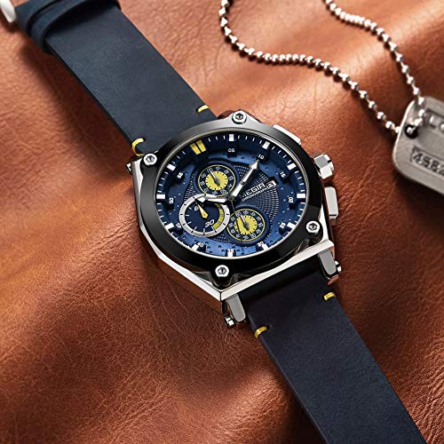 Hombres Reloj Cronógrafo de Cuarzo Fecha 3 ATM Impermeable Relojes Economía Deportes Cuero Reloj de Pulsera para Hombres