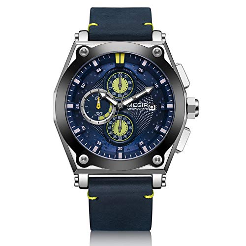 Hombres Reloj Cronógrafo de Cuarzo Fecha 3 ATM Impermeable Relojes Economía Deportes Cuero Reloj de Pulsera para Hombres