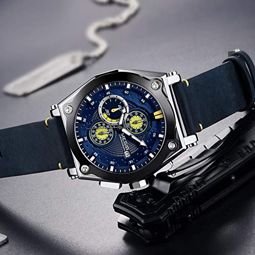 Hombres Reloj Cronógrafo de Cuarzo Fecha 3 ATM Impermeable Relojes Economía Deportes Cuero Reloj de Pulsera para Hombres