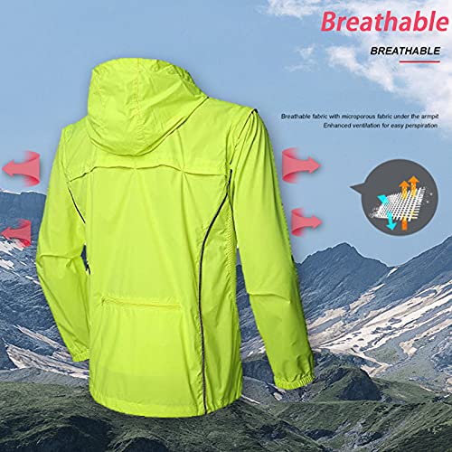 Hombres Ropa Ciclismo,Transpirable Chaqueta De Ciclismo Cortavientos Chaleco De MTB,Resistente Viento Y Agua Chaqueta De Ciclismo,Adecuado Para Correr Y Caminar Al(Size:XXXXL,Color:Verde fluorescente)