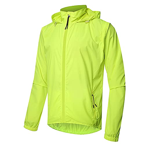 Hombres Ropa Ciclismo,Transpirable Chaqueta De Ciclismo Cortavientos Chaleco De MTB,Resistente Viento Y Agua Chaqueta De Ciclismo,Adecuado Para Correr Y Caminar Al(Size:XXXXL,Color:Verde fluorescente)