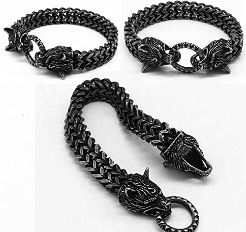 Hombres Viking Dragon Fenrir Wolf Pulsera, Biker Biker Biker Pulsera de Amuleto, Mitología Norse Pulsera de Vacaciones Regalo (Color : Wolf)