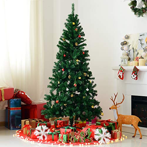 HOMCOM Árbol de Navidad + Decoracion INCLUIDA Pino Abeto Diametro 80x180 cm 624 Ramas PVC Verde
